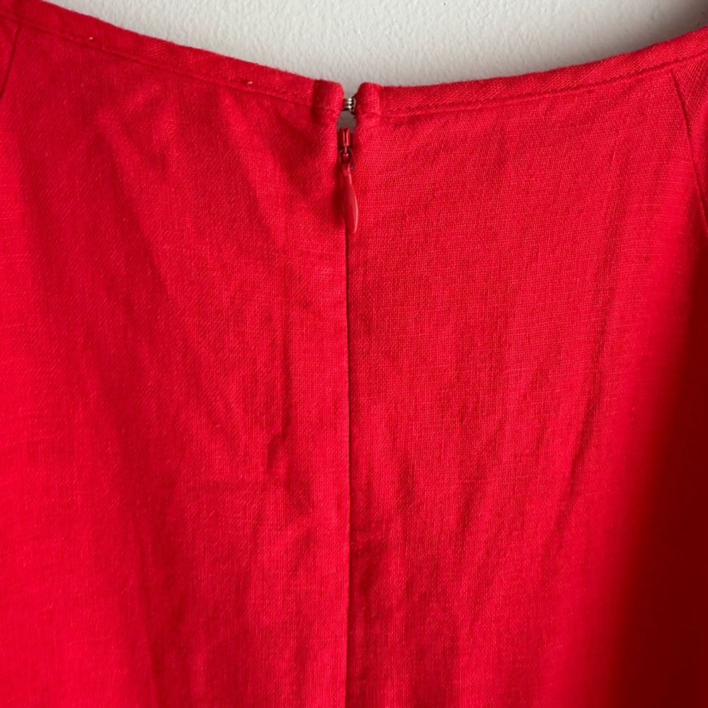 NWT LOFT OUTLET Coral Flutter Sleeve Linen Blend Ladies Belted Dress, 6 - Picture 7 of 7